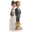 Figura de bolo de casamento noivos com cachorrinho