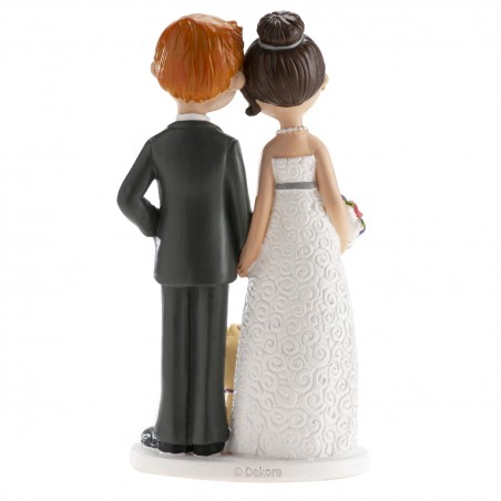 Figura de bolo de casamento noivos com cachorrinho
