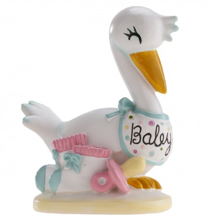 Figura para bolo cegonha para batizado ou chá de bebê