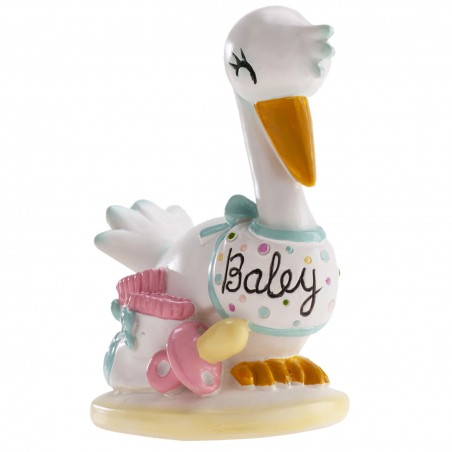 Figura para bolo cegonha para batizado ou chá de bebê