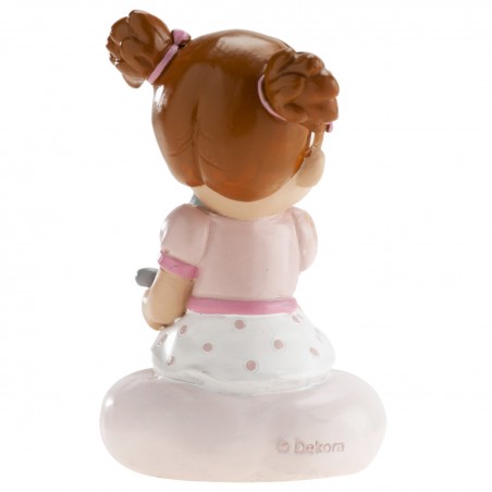Figura de bolo para batizado de bebê menina com gatinho