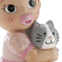 Figura de bolo para batizado de bebê menina com gatinho