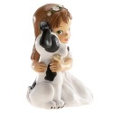 Figura do bolo comunhão menina com cachorrinho