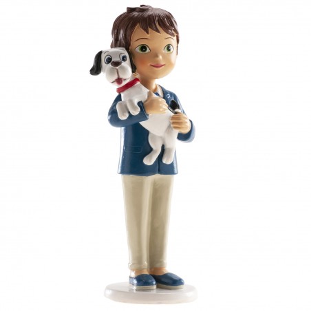 Figura de bolo menino comunhão com cachorrinho