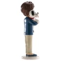 Figura de bolo menino comunhão com cachorrinho