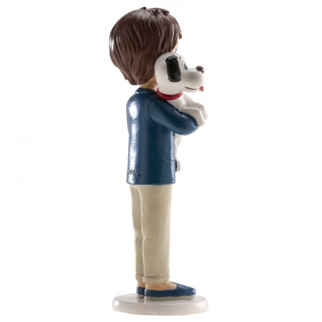 Figura de bolo menino comunhão com cachorrinho