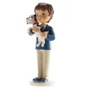 Figura de bolo menino comunhão com cachorrinho