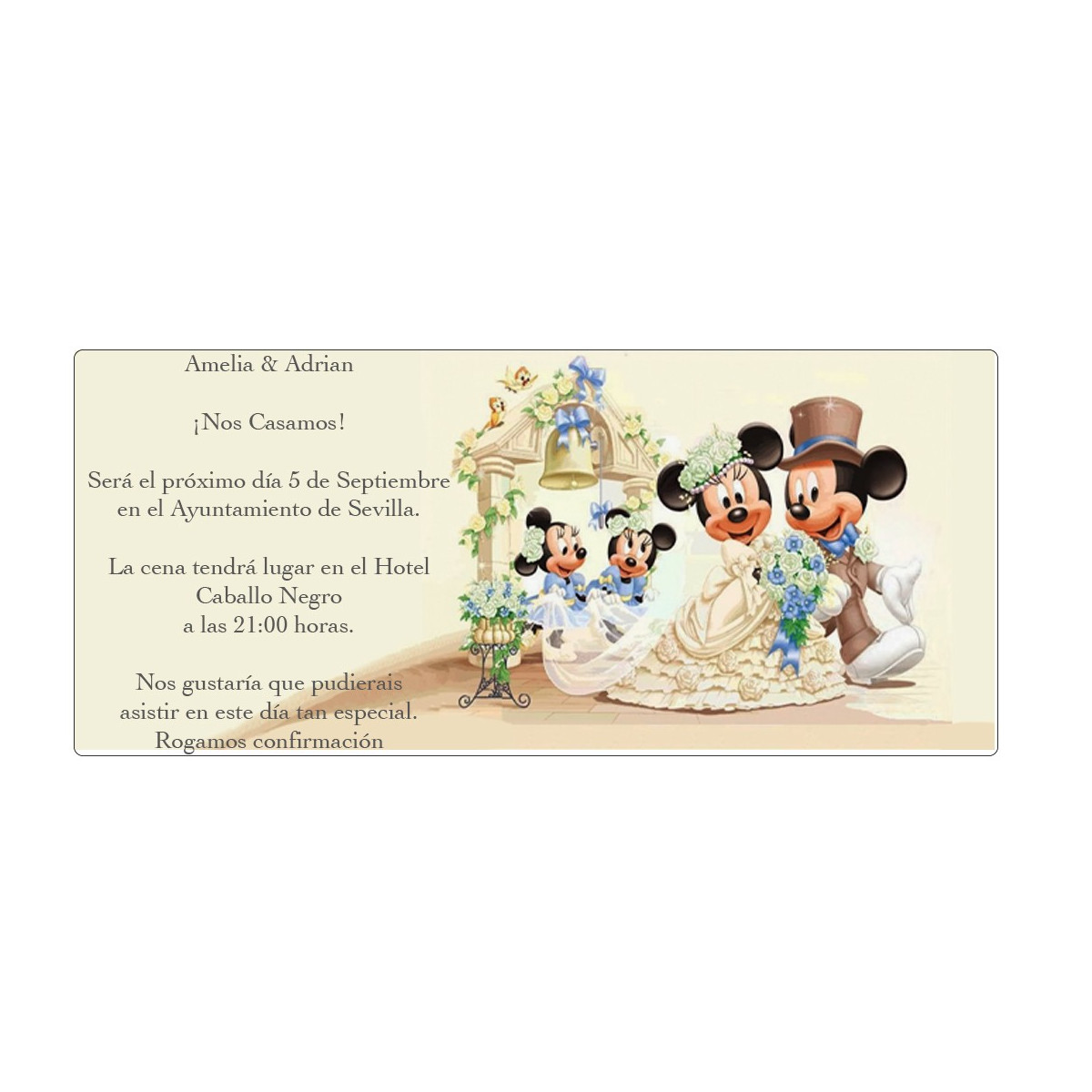 Convites de casamento do Mickey Mouse
