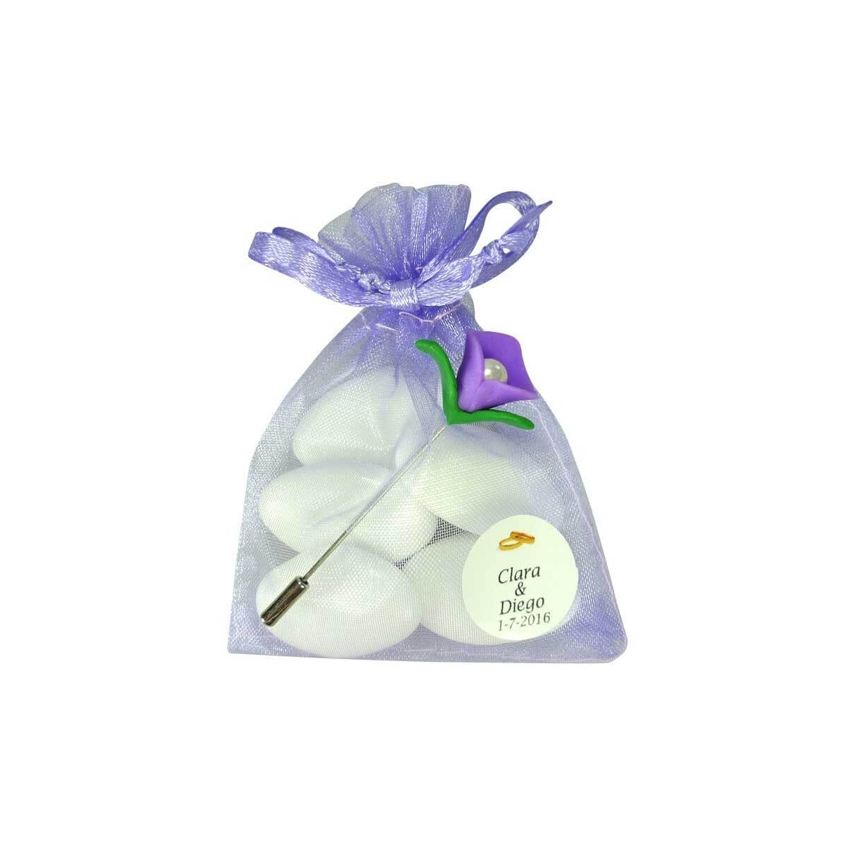 Pins de casamento personalizados com lírios de Calla