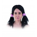 Peruca tranças com flores