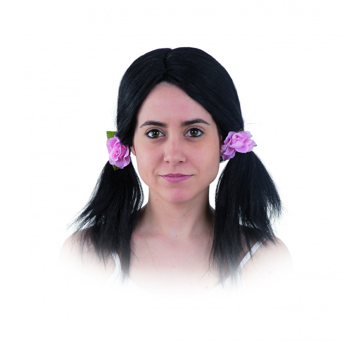 Peruca tranças com flores