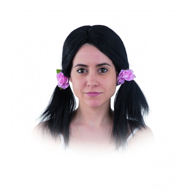 Peruca tranças com flores