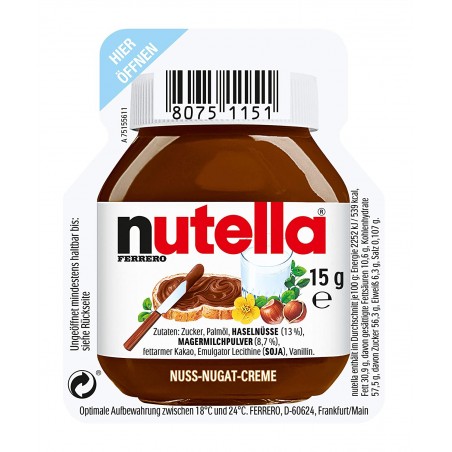 Mini nutella 15 gramas para 1 serviço