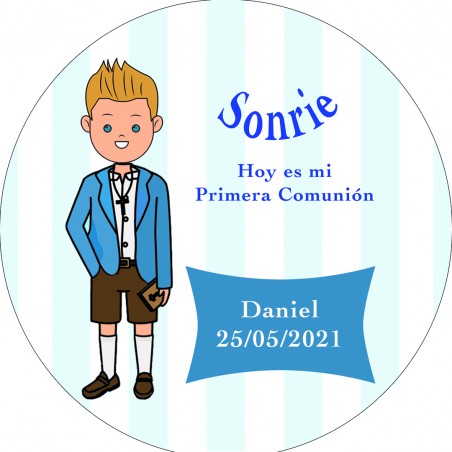 Adesivo redondo 3cm menino comunhão