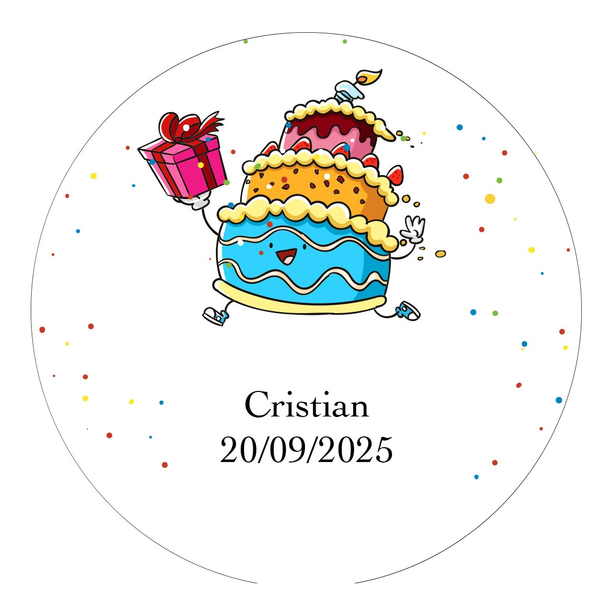 Adesivo personalizado de aniversário de 3 cm
