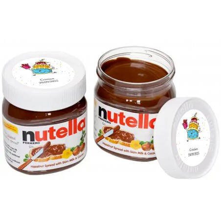 nutella aniversário com colher bolsa transparente personalizada com adesivo