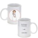 Caneca de comunhão personalizada para meninas com frase e nome