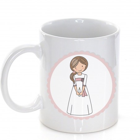 Caneca de comunhão personalizada para meninas com frase e nome