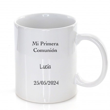 Caneca de comunhão personalizada para meninas com frase e nome
