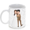 Caneca de casamento personalizada com frase, nome e data