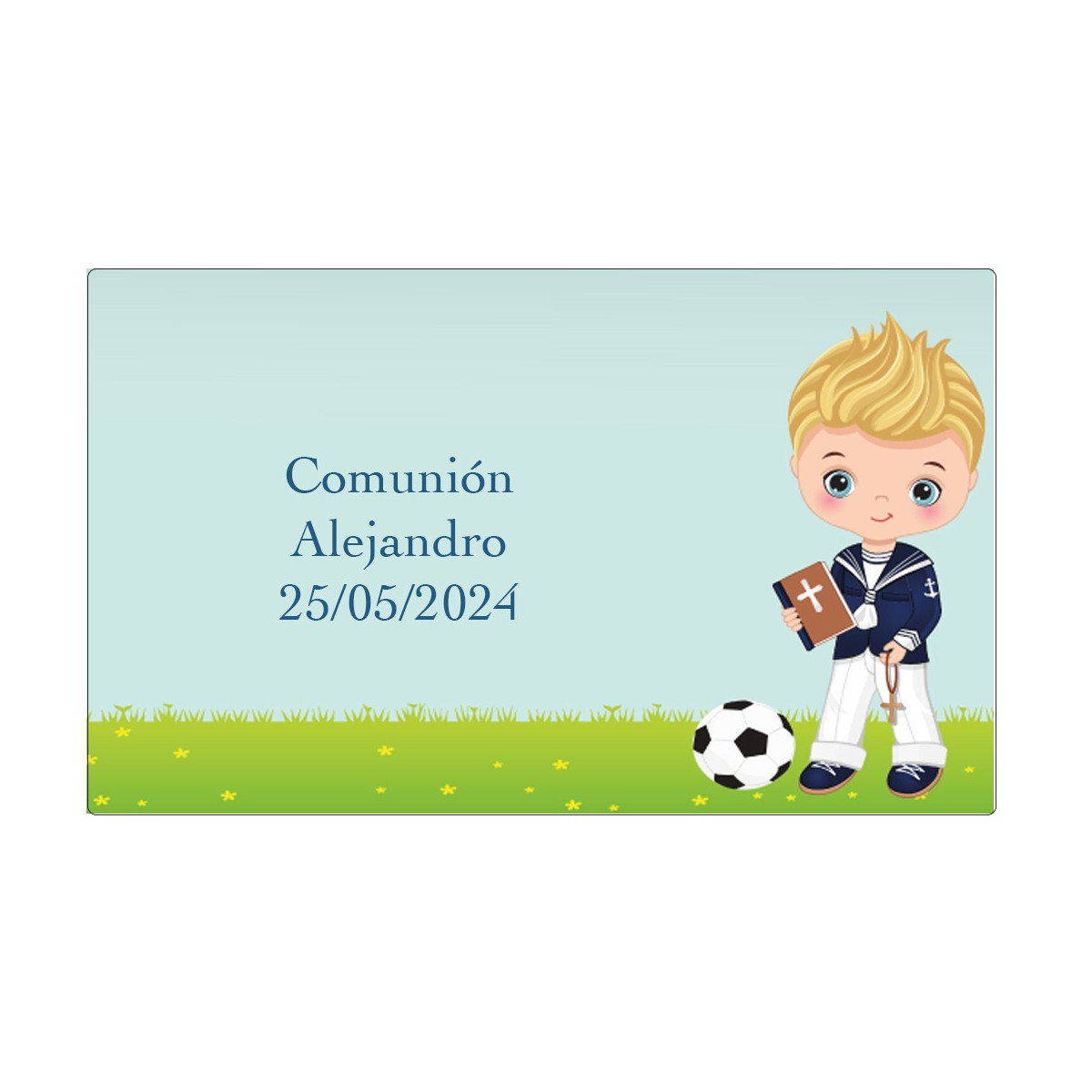 Adesivos de comunhão personalizados para meninos com nome e data