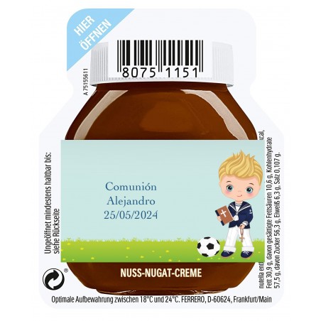 15 gramas de nutella para um atendimento personalizado com comunhão adesivo infantil