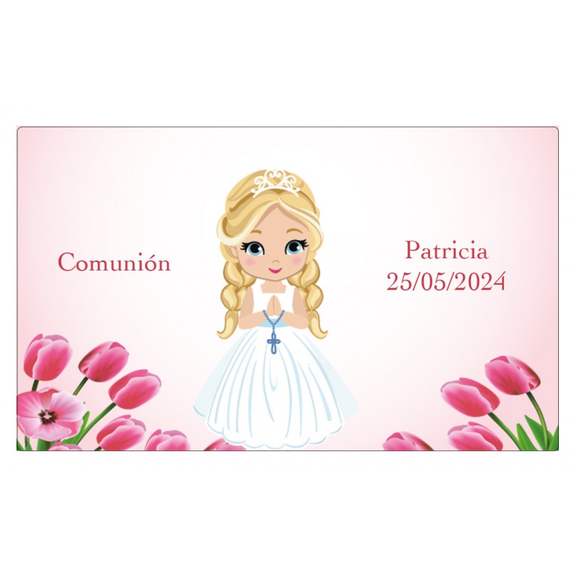 Adesivos personalizados para comunhão de menina com nome e data Adesivos personalizados para comunhão de menina com nome e data