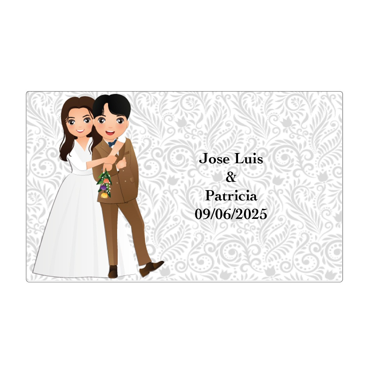 Adesivo de casamento personalizado com nomes e data