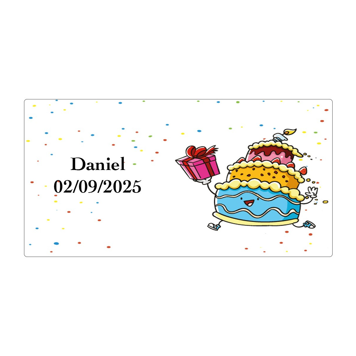Adesivo de aniversário personalizado com nomes e data