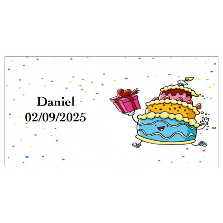 Adesivo de aniversário personalizado com nomes e data