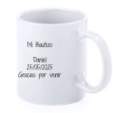 Caneca de batismo elefante celeste personalizada com nome, data e dedicatória