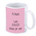 Caneca de batizado personalizada elefante rosa com nome, data e dedicatória