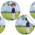 Pacote com 96 adesivos menino comunhão de 4 cm