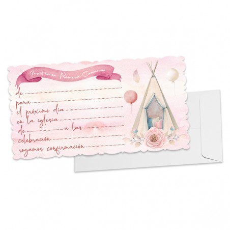 Blister 10 Convite + Envelope Comunhão Shop Girl