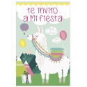 Pacote de 8 convites de aniversário modelo lhama
