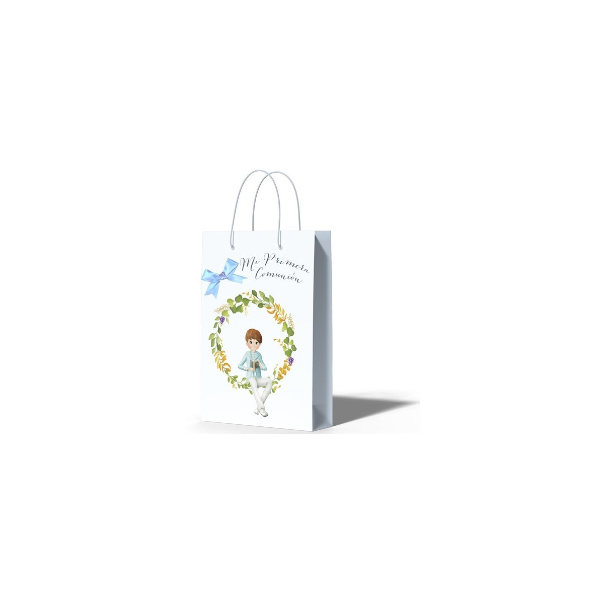 Bolsa média menino comunhão sentado