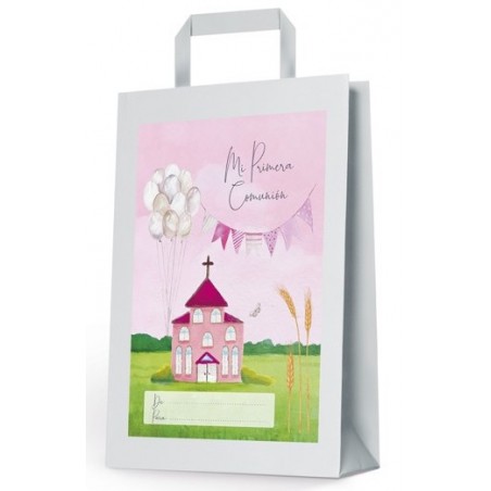 Bolsa pequena comunhão igreja rosa