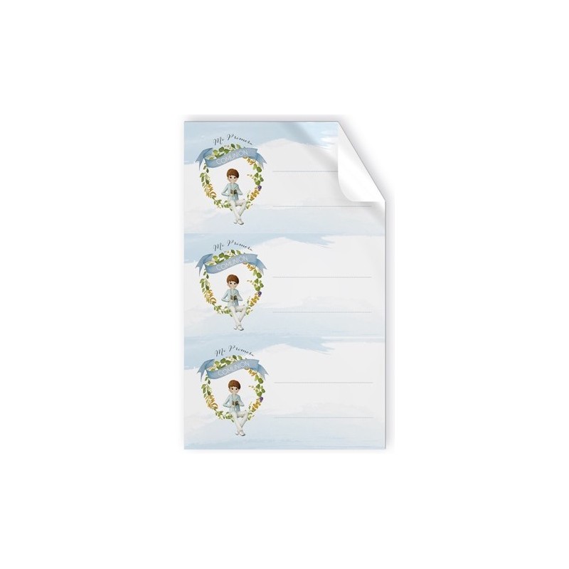 Pacote de 9 adesivos menino comunhão sentado