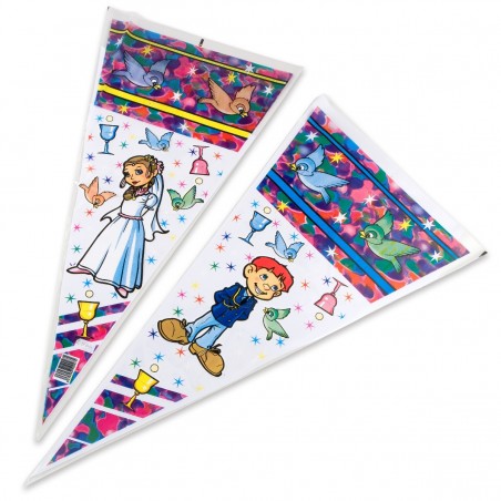 Pack de 100 Saquinhos de Comunhão Menino Menina 25x50cm,...