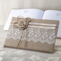 Livro de assinaturas para casamento de juta e renda