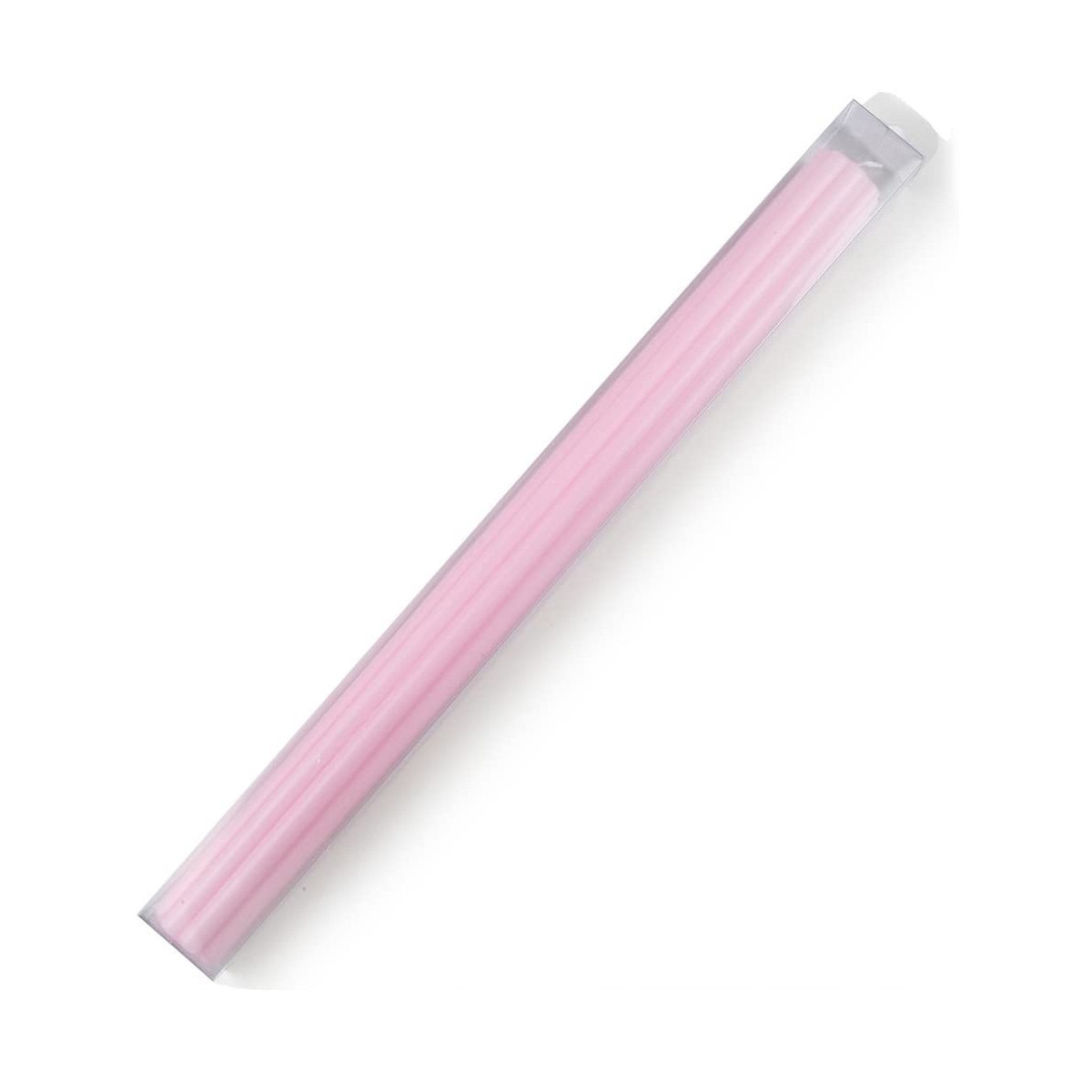 Círio de batismo rosa canelado apresentado em caixa 40x3,2 cm