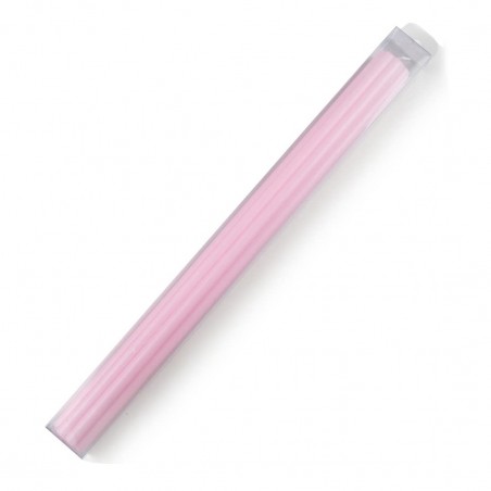 Círio de batismo rosa canelado apresentado em caixa 40x3,2 cm