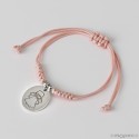 Pulseira de cordão rosa com medalha de anjo da guarda