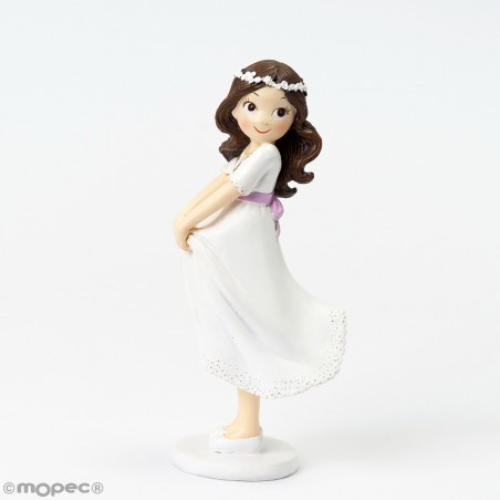 Figura Pastel Comunhão menina segurando a saia 16cm.