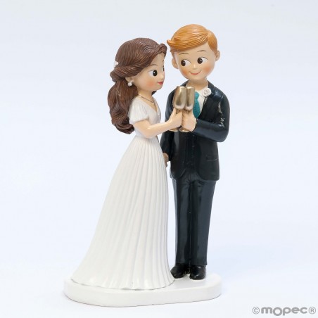Figura de bolo casamento noivos brindando