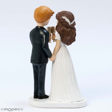 Figura de bolo casamento noivos brindando