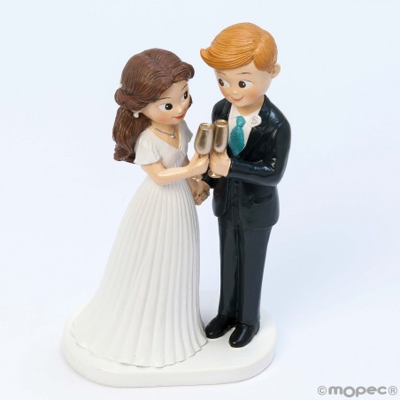 Figura de bolo casamento noivos brindando