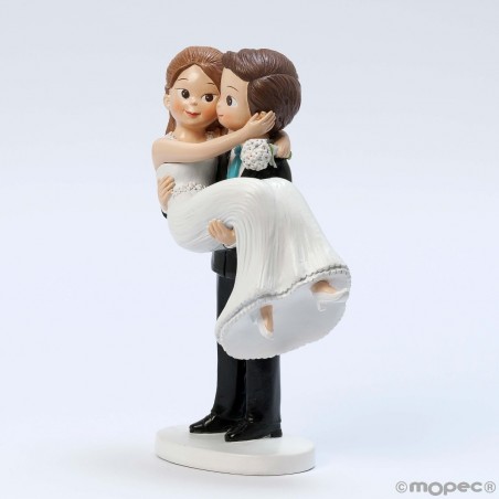 Figura de bolo de casamento noiva nos braços