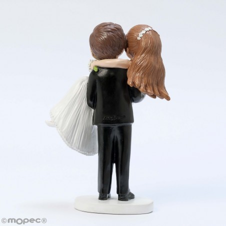 Figura de bolo de casamento noiva nos braços