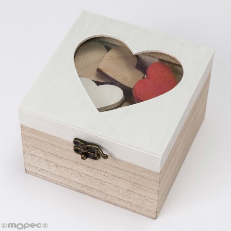 Caixa de madeira personalizável com 48 corações para assinaturas